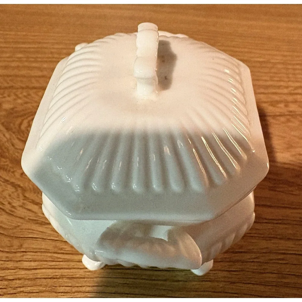 Vintage Soup Tureen Look Covered Salt Cellar With Spoon White China